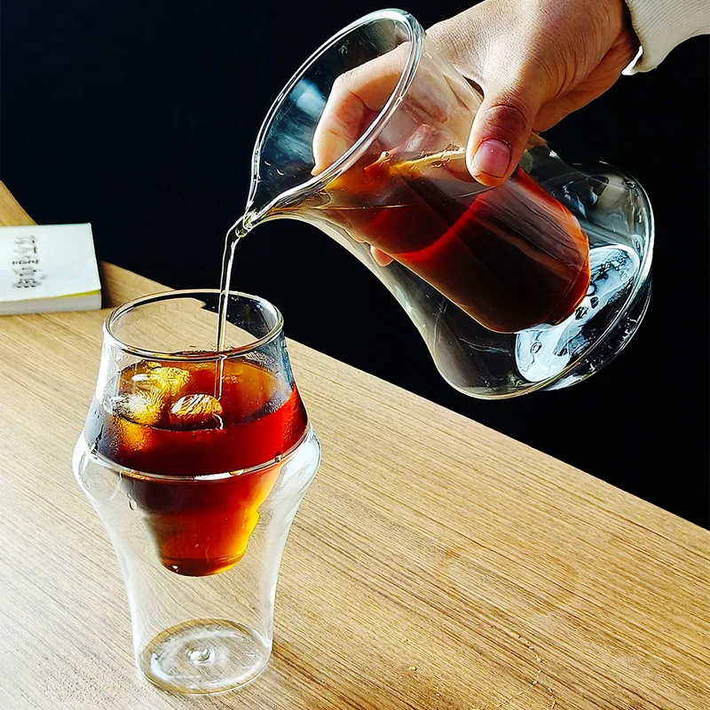 Espresso Cup Saucer - Двустенная стеклянная кружка для эспрессо, прозрачная,