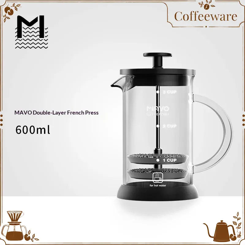 French Press Coffee & Tea - Кофеварка-френч-пресс MAVO с двойным сетчатым фильтром,