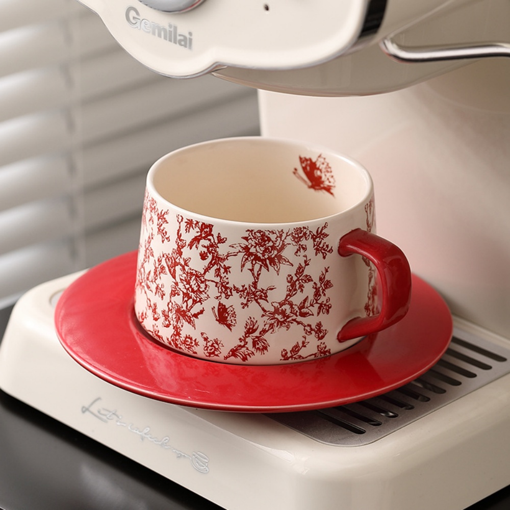 Espresso Cup Saucer - Винтажная кофейная кружка с цветочным узором